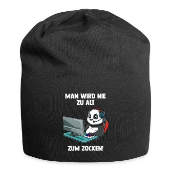 Lustiger Gaming Panda - Computer Spiele - Jersey-Beanie - Schwarz - Vorne