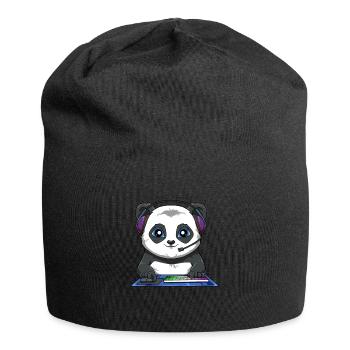 Lustiger Videospiel-Panda - Computerspiel-Fuchs - Jersey-Beanie - Schwarz - Vorne