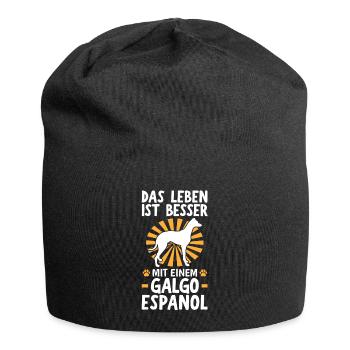 Das Leben ist besser mit einem Galgo Espanol - Jersey-Beanie - Schwarz - Vorne