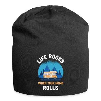 Life Rocks When Your Home Rolls Wohnmobil Geschenk - Jersey-Beanie - Schwarz - Vorne