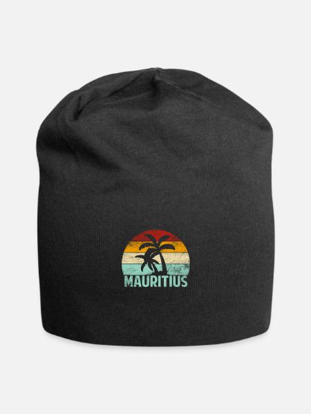 Mauritius Souvenir Palm Trees Summer Sun Sea Beach - Jersey Beanie - black