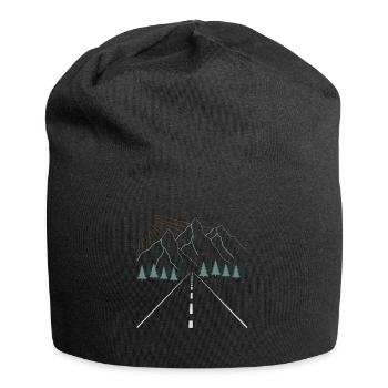 Nature Hiking Imprint Mountain Motif - Jersey Beanie - black - Front
