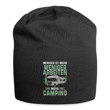 Weniger Arbeiten Mehr Camping Camper Wohnwagen - Jersey-Beanie - Schwarz - Vorne