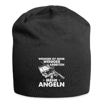 Weniger Arbeiten Mehr Angeln Fischer Angler - Jersey-Beanie - Schwarz - Vorne