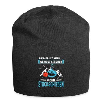 Weniger Arbeiten Mehr Stockschießen - Jersey-Beanie - Anthrazit - Vorne
