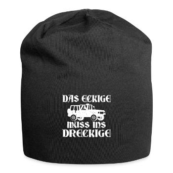 Das Eckige Muss ins Dreckige Geländewagen Offroad - Jersey-Beanie - Schwarz - Vorne