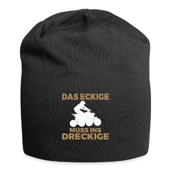 Das Eckige Muss ins Dreckige Gelände Offroader Jäg - Jersey-Beanie - Schwarz - Vorne