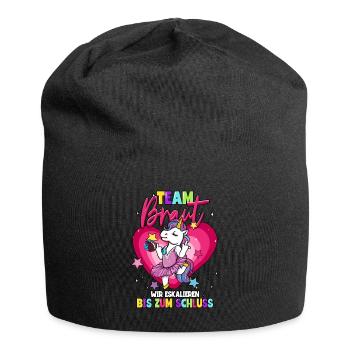 Team Braut wir eskalieren bis zum Schluss - Jersey-Beanie - Schwarz - Vorne