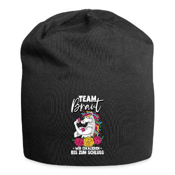 Team Braut wir eskalieren bis zum Schluss - Jersey-Beanie - Schwarz - Vorne