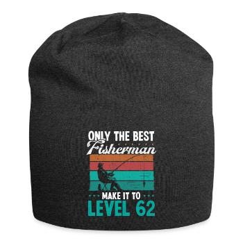 62 Fishing Level 62 Year Old Angler Fisherman - Jersey Beanie - charcoal grey - Front