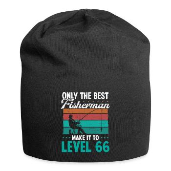 66 Fishing Level 66 Year Old Angler Fisherman - Jersey Beanie - black - Front