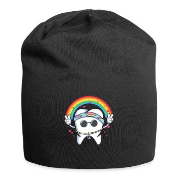 Mignon Hippie Tooth Dentist Cadeau - Bonnet en jersey - noir - Devant