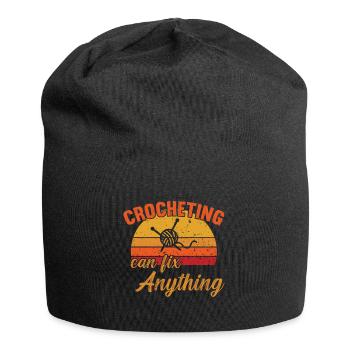 Crocheting can fix Anything / Crochet - Jersey Beanie - black - Front