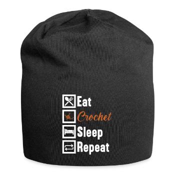 Eat Crochet Sleep Repeat / Häkeln - Jersey Beanie - black - Front