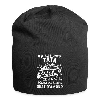 tata coudre couture propriétaire chat tante tatie - Bonnet en jersey - noir - Devant