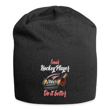 Eishockeyspielerin Weibliche Hockeyspielerin - Jersey-Beanie - Schwarz - Vorne