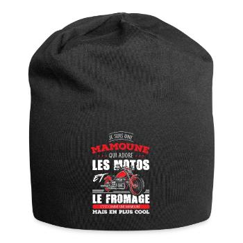 mamoune motarde adore les motos fromage maman - Bonnet en jersey - noir - Devant