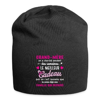 Meilleur cadeau grand mère citation coeur ruban - Bonnet en jersey - noir - Devant
