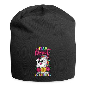 Team Braut wir eskalieren bis zum Schluss - Jersey-Beanie - Schwarz - Vorne