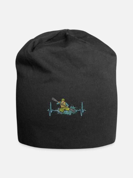 Kayak Kajak Kayakfahren Wildwasser Herzschlag - Jersey-Beanie - Schwarz