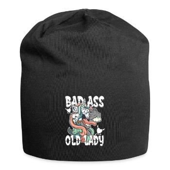 bad ass old lady - crazy unicorn unicorn - Jersey Beanie - black - Front