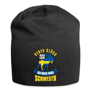 Neues Glück Neues Leben Ich Muss Nach Schweden - Jersey-Beanie - Schwarz - Vorne