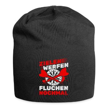 Darts Dartspiel Dart Spieler - Zielen Werfen - Jersey-Beanie - Schwarz - Vorne