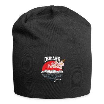 Okinawa Japan Cherry Blossom Art - Jersey-Beanie - Schwarz - Vorne