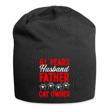 61 for Men Husband Father Day 61 Year Cat Dad - Jersey-Beanie - Schwarz - Vorne