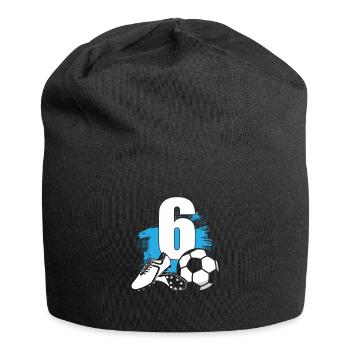 Fußball 6 Jahre alter Fußballer 6.Geburtstag - Jersey-Beanie - Schwarz - Vorne