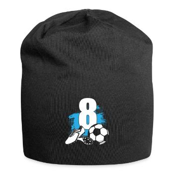 Fußball 8 Jahre alter Fußballer 8. Geburtstag - Jersey-Beanie - Schwarz - Vorne