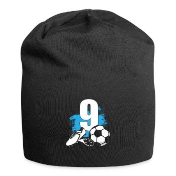 Fußball 9 Jahre alter Fußballer 9.Geburtstag - Jersey-Beanie - Schwarz - Vorne