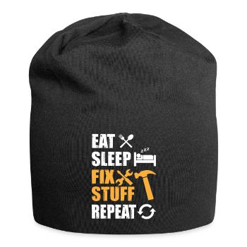 Eat Sleep Fix Stuff Repeat - Jersey-Beanie - Schwarz - Vorne