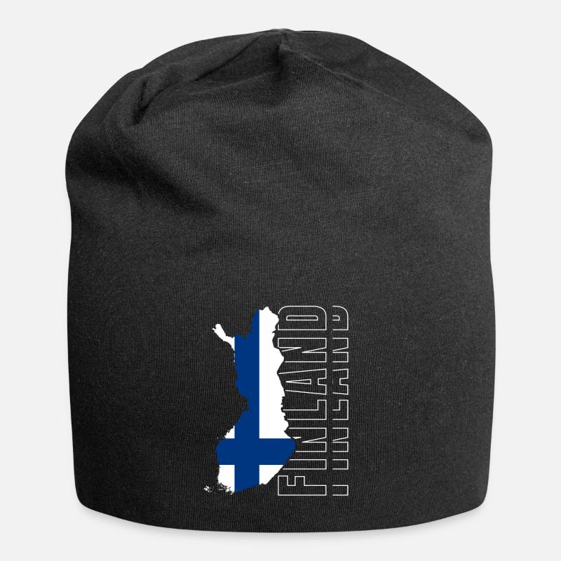 Finnland - Jersey-Beanie - Schwarz