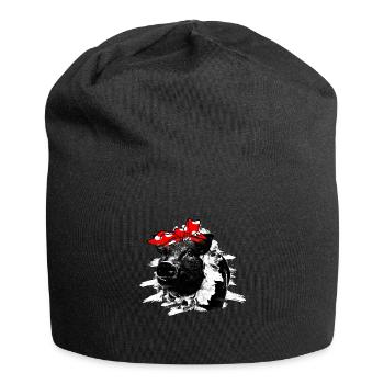 Schwein - Jersey-Beanie - Schwarz - Vorne