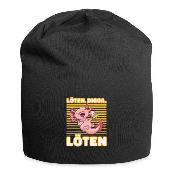 Löten Digga Löten Biertrinker Bier Axolotl - - Jersey-Beanie - Schwarz - Vorne