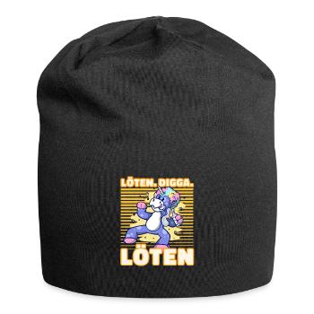 Löten. Digga. Löten Biertrinker Bier Einhorn - - Jersey-Beanie - Schwarz - Vorne