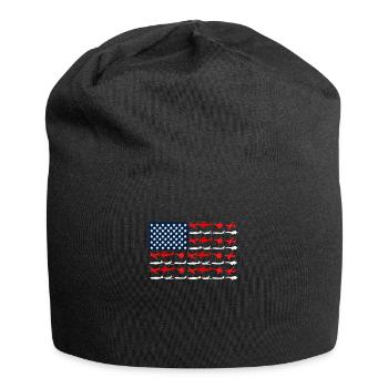 Pilot Airplane American Flag Plane Aviation Patrio - Jersey Beanie - black - Front
