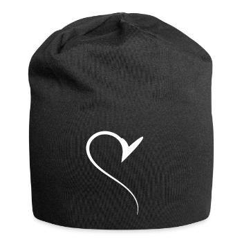 Halbes Weises Herz Simpel - Jersey-Beanie - Schwarz - Vorne