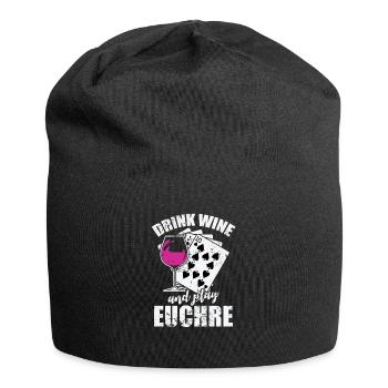 Drink Wine and play Euchre card game - Jersey Beanie - black - Front