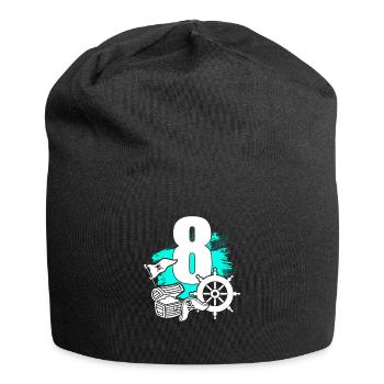 Pirate 8 year old pirates treasure 8th birthday - Jersey Beanie - black - Front