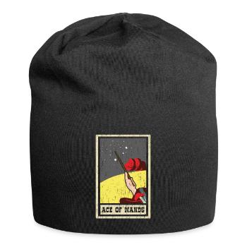Ass der Stäbe Tarotkarte Schamane Wahrsagerei - Jersey-Beanie - Schwarz - Vorne