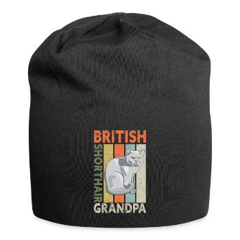 British Shorthair Grandpa Cat Dad Gift - Jersey Beanie - black - Front