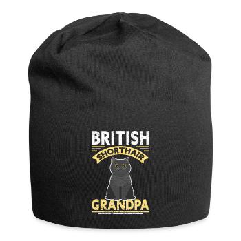 British Shorthair Grandpa | Cat Dad Gift - Jersey Beanie - black - Front