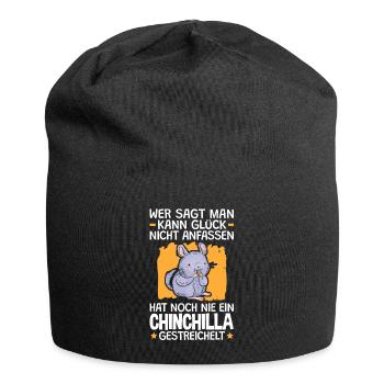 Chinchilla streicheln Wollmaus Nagetier - Jersey-Beanie - Schwarz - Vorne