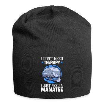 Seekühe sind meine Therapie Meeressäuger Seekuh - Jersey-Beanie - Schwarz - Vorne