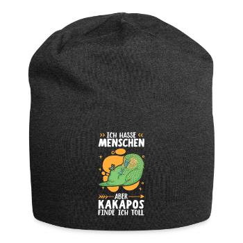 Kakapos finde ich toll flugunfähiger Papagei - Jersey-Beanie - Anthrazit - Vorne