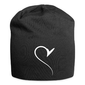 Halbes Weises Herz Simpel - Jersey-Beanie - Schwarz - Vorne
