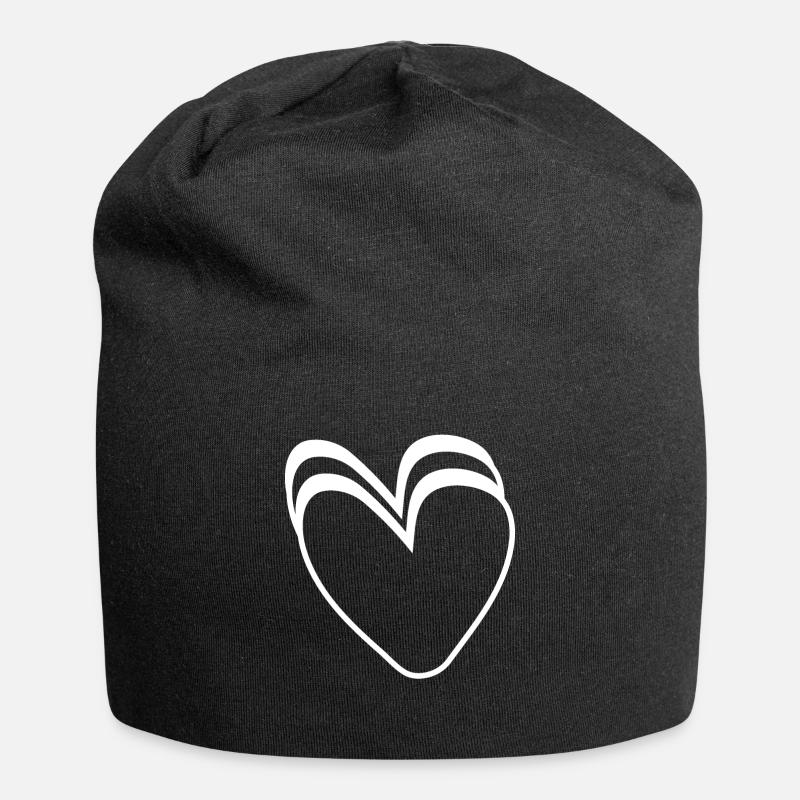 Weisse Herzen - Jersey-Beanie - Schwarz