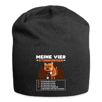 Katze Lustige Sprüche Kaffee - Jersey-Beanie - Schwarz - Vorne